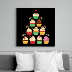 printfashion Muffin karácsonyfa - Vászonkép - Fekete (17830433)