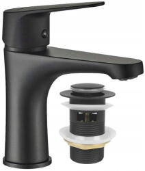 Kuchinox Álló mosdócsaptelep klikk-klikk dugóval click-clack fekete (BQR_722D)