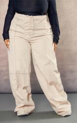 Prettylittlething Ortalion Nadrág, széles, húzózsinór, Size 52, bézs