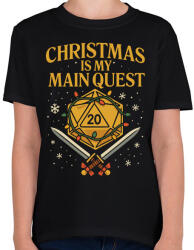 printfashion Christmas is my main quest - Gyerek póló - Fekete (17813878)