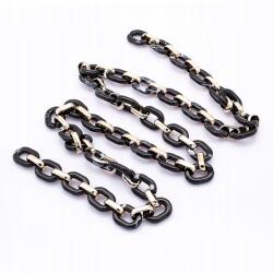 MIXFORM Kézzel készített akril lánc, Kő utánzat, Fekete 23.5x17.5x4.5mm, 1m/szál (13WB23697)