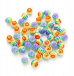 Mixform Gyanta gyöngyök Csíkos, Átlátszó Kerek, Többszínű, 6mm, 50db (13WB19958)