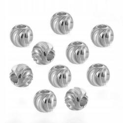 Mixform Sárgaréz gyöngyök, Kerek, Barázdált, Tartós bevonat, Platina, 6x5mm, 10 db (13WB28235)