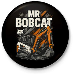 printfashion Mr Bobcat - Kitűző, hűtőmágnes - Fekete (17765472)