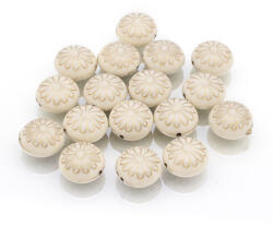 Mixform Akril gyöngyök, Kerek Lapos, Arany Mintás, Bézs 16x10mm 17db/25g (13WB14213)