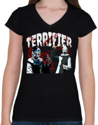 printfashion terrifier - Női V-nyakú póló - Fekete (17770510)