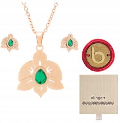 Blingart Ékszer szett női nyaklánc fülbevaló acél rózsaszín-arany Blingart (BZ0065#R Komplet biżuterii damski)