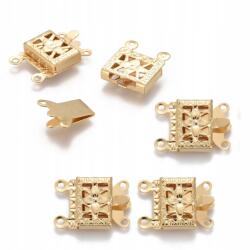 MIXFORM Kapocs Doboz, Rozsdamentes acél, 2 szálhoz, 24K aranyozott, 15x10mm, 5db (13WB27370)