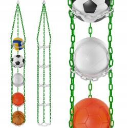 FBSYS labdatartó, 5 labdához, Zöld-fehér, 173cm + 23cm hosszabbító (FBSYS-x5)