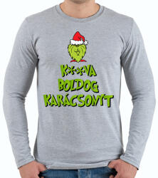 printfashion K**va Boldog Karácsonyt - Férfi hosszú ujjú póló - Sport szürke (17781855)