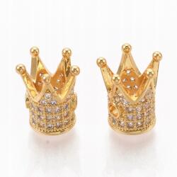 Mixform Sárgaréz gyöngyök cirkóniákkal, korona, tartós arany bevonat, 12x10mm, 2db (13WB30815)