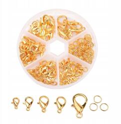 MIXFORM Karabiner-Lobster és összekötő kerekek szett, arany, 10~20.5mm, 105db/szett (5905691025781)