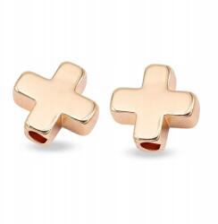 Mixform Sárgaréz kereszt gyöngyök, aranyozott 18K, 8x8x3mm, lyuk 1.4mm, 2 db (13WB19652)