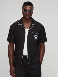 Boohooman Klasszikus Fekete Oversize Ing Fehér Hímzés Boohooman XL