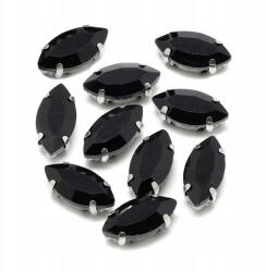 MIXFORM Varrható strasszok, Üveg, Sárgaréz alap, Lószem, Fekete 10x5mm, 10db (13WB29873)