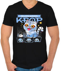 printfashion K-Pop Demon Hunters Derpy - Férfi V-nyakú póló - Fekete (17733011)