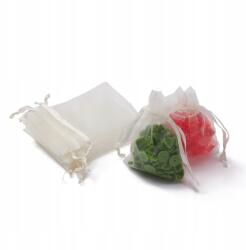  Organza ajándéktasak, Átlátszó, Krémfehér, 9x7cm, 100db