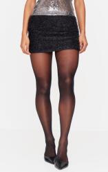 Prettylittlething Texturált Mini Csillámos Szoknya, Size 36, fekete