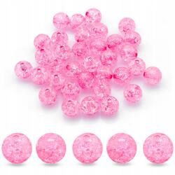 Mixform Akril gyöngyök Átlátszó Crackle, Kerek, Rózsaszín, 8mm, 25g~90db (13WB23892)