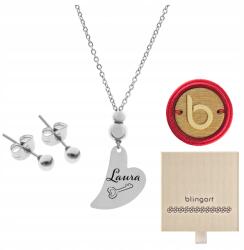 Blingart Ékszer szett női nyaklánc fülbevaló sebészeti acél Blingart (BZ0063#S Komplet biżuterii damski naszyjnik)