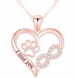 Larezo Aranyozott szív nyaklánc mancsokkal és végtelennel cirkóniákkal Ezüst 925 (łańcuszek znak nieskończoność łapka serduszko)