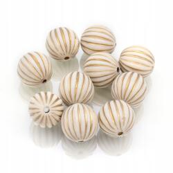 Mixform Akril gyöngyök, Kerek, Arany mintás, Szín: Bézs 16.5x16mm 10db (13WB14405)