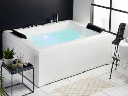 MAXISHOP Italia Collection Cada de colt LED cu hidromasaj SALAMANCA 183 x 142 cm Alb (475548)