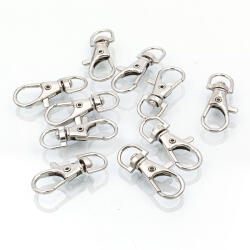 MIXFORM Forgatható karabiner-Lobster kapocs, Vas, Platina, 37x14x7mm, 10db (13WB28269)