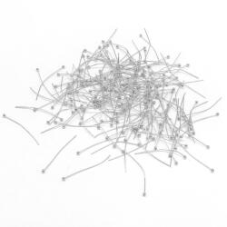 MIXFORM Golyóstű, sárgaréz, ezüst, 25x0.5mm, 2mm golyó, 100 db