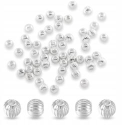 Mixform Tibeti stílusú fémgyöngyök, kerek, ezüst, 4mm, lyuk 1mm, 200db (5WB4891)