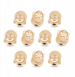 Mixform Buddha fej gyöngyök, Cink ötvözet, Világos arany, 10x9x8mm, Lyuk 2mm, 10db (13WB31464)