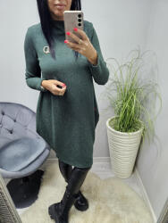  Csinos csónak nyakú hagyma fazonú csillogó szállal átszőtt tunika (méregzöld) (913028)