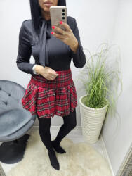 Norafashion Nagyon csinos gumírozott derekú piros kockás szoknya (811059)