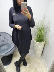  Csinos csónak nyakú hagyma fazonú csillogó szállal átszőtt tunika (fekete) (802634)