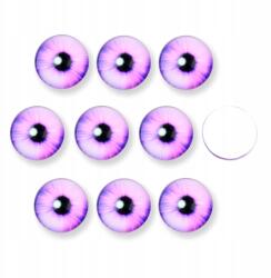 MIXFORM Kaboson üveg, szem, kerek, barkácsoláshoz, lila, 10x3.5mm, 10db (13WB30354)
