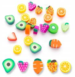 Mixform Polimer agyag gyöngyök, Gyümölcs, Handmade, Mix, 9-13x9-11x4-5mm, 20 db (13WB19610)