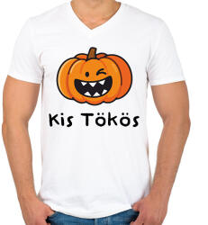 printfashion Kis tökös - Férfi V-nyakú póló - Fehér (17752943)