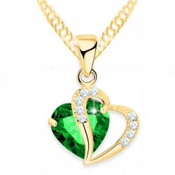 Larezo Arany nyaklánc zöld szívvel Kristály szív cirkóniákkal Ezüst 925 (srebrny łańcuszek zielone serduszko cyrkonie)