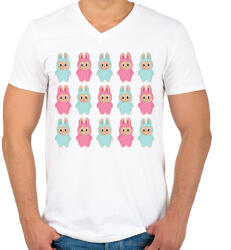 printfashion Labubu - Férfi V-nyakú póló - Fehér (17807946)