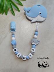 Baby Panda Névre szóló rágcsalánc - Bálna - kék