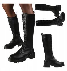 Seastar Női Platformos Bakancs Magasszárú Bőr Kötött Cipzár Fekete 38 (5835 czarne wysoki skórzane na platformie)