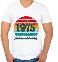 printfashion 1975 retro kör háttér - Férfi V-nyakú póló - Fehér (17784090)