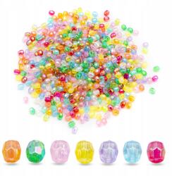 Mixform Akril gyöngyök, kerek, csiszolt, vegyes színek, 4mm, 25g~820db (13WB14251)