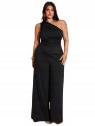 Shein Plus Size Fekete Elegáns Egyvállas Overál 46 1JH (SZ25032419801958213)
