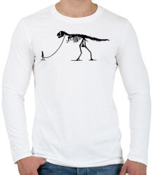 printfashion Dínó sétáltatás - Férfi hosszú ujjú póló - Fehér (17811555)