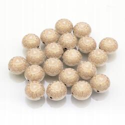 Mixform Akril gyöngyök, Kerek Lapos, Arany Mintás, Bézs 15x11.5mm 20db (13WB14339)