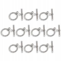 MIXFORM Toggle kapocs, antik ezüst, 22x17.5x3mm, 25.5x8x3mm bot, 10db (13WB30430)