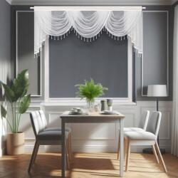  Fátyol gyöngyökkel fodros hullámok 90x200 fehér elegáns (L741)