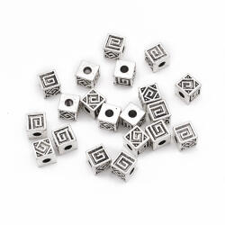 MIXFORM Távolsági gyöngyök, Tibeti stílus, Ötvözet, Ezüst, 5.5x5.5x5.5mm, 20db (13WB12761)