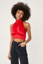 Nasty Gal kötött szatén felső, Size 40, piros, 97% poliészter